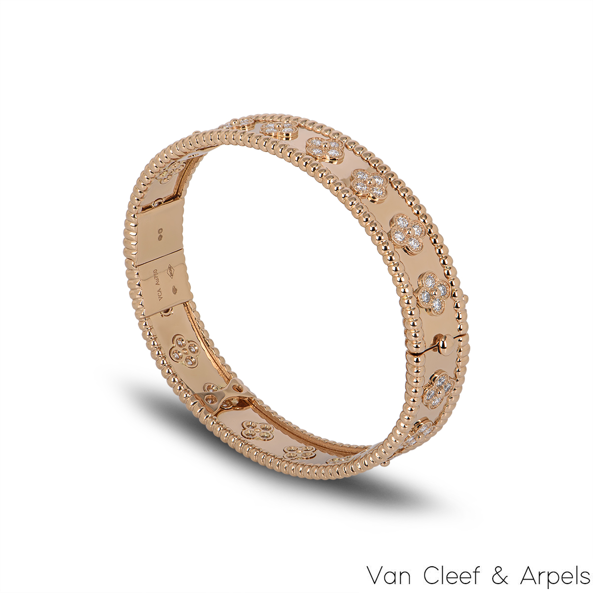 Perlée clovers bracelet, large model 18K rose gold, Diamond - Van Cleef &  Arpels